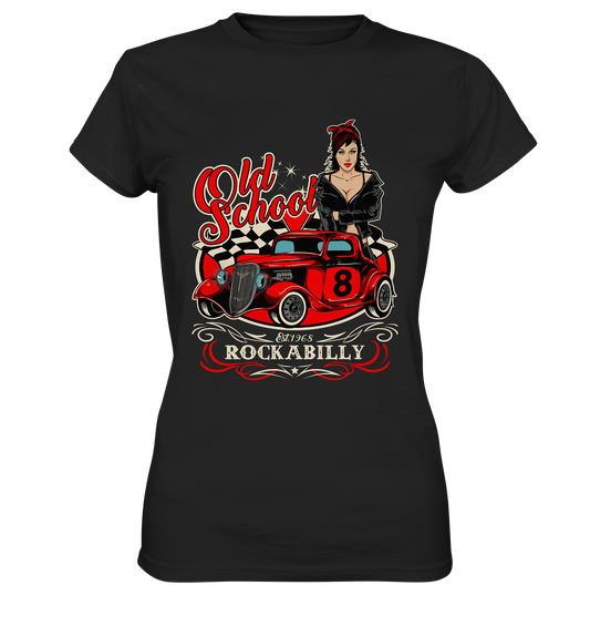Ladies Premium T-Shirt mit Rockabilly Garage Vintage Retro Design „Old School“,