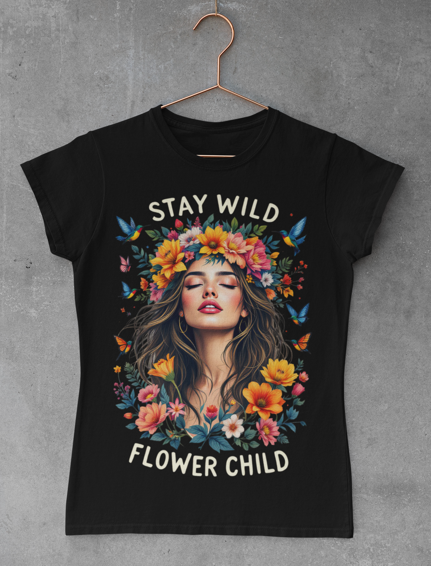 Stay Wild. Boho Girl Flower Power - Ladies Premium T-Shirt