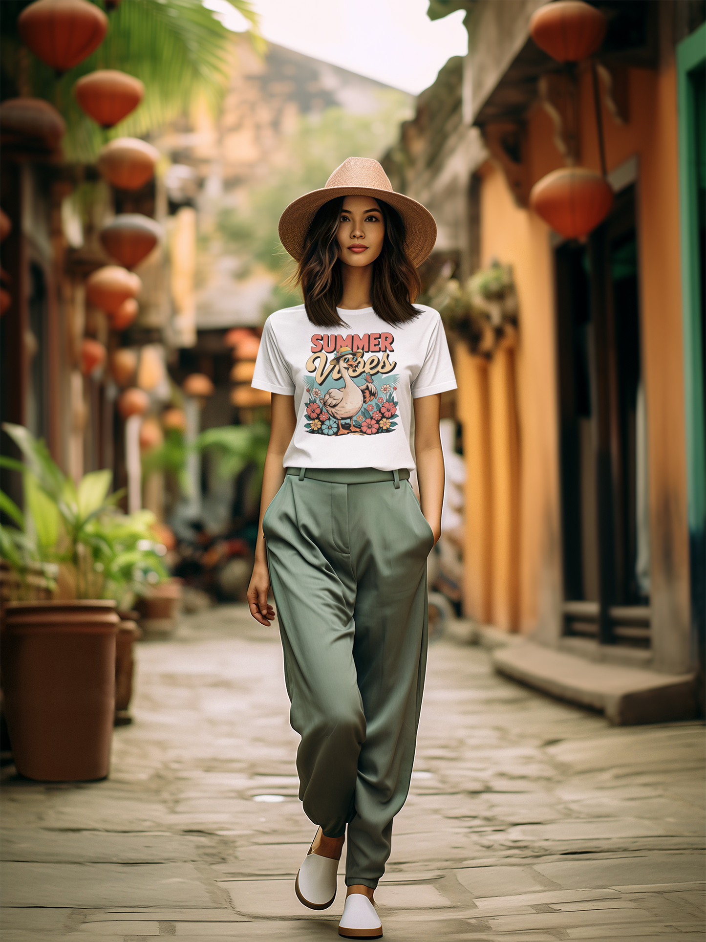 Summer Vibes Retro Goose - Premium Shirt