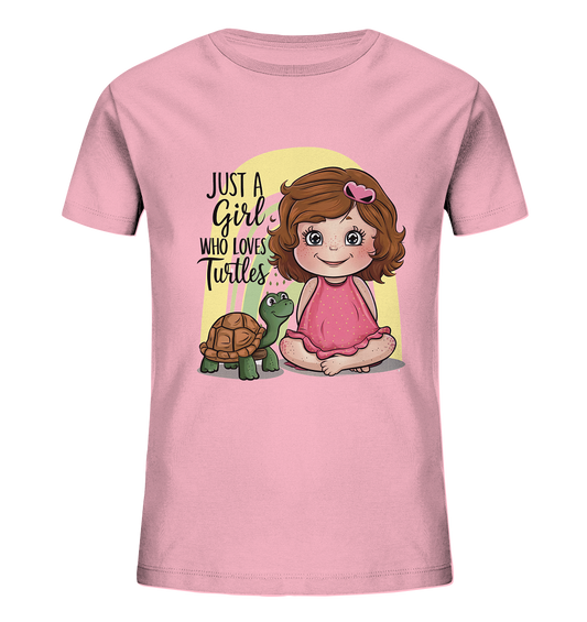 Just a girl who loves turtles. Mädchen Dino Shirt - Kids Organic Shirt