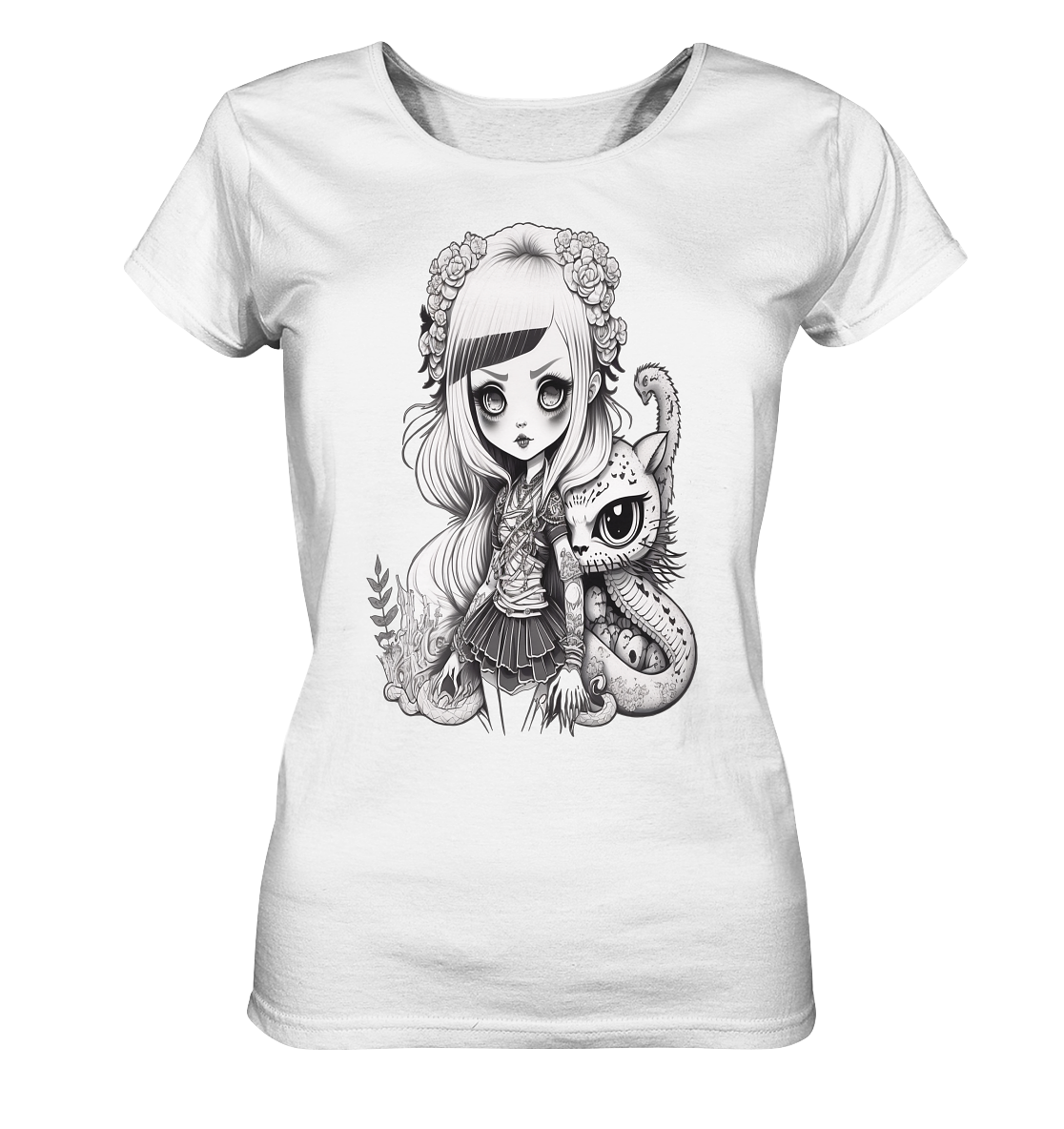 Gothic Manga Cat Lady - Ladies Organic Shirt