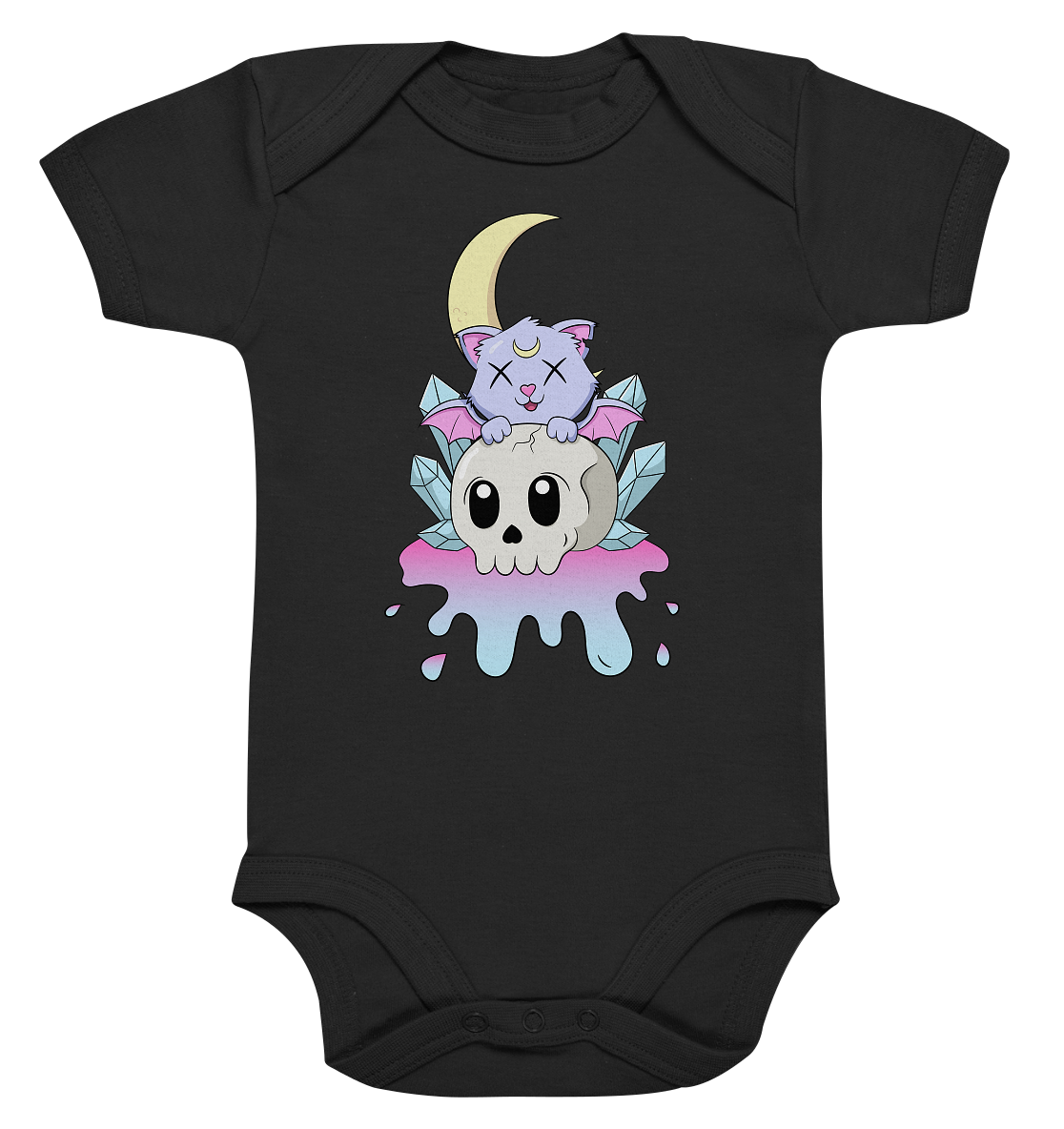 23-1146 Kawaii Cat on Skull - Organic Baby Bodysuite
