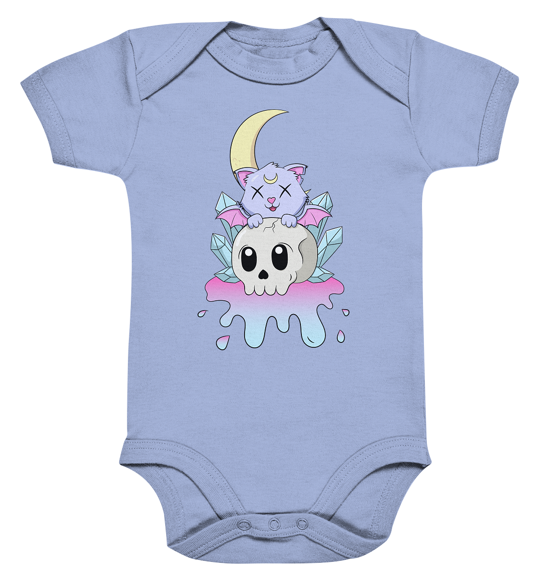 23-1146 Kawaii Cat on Skull - Organic Baby Bodysuite