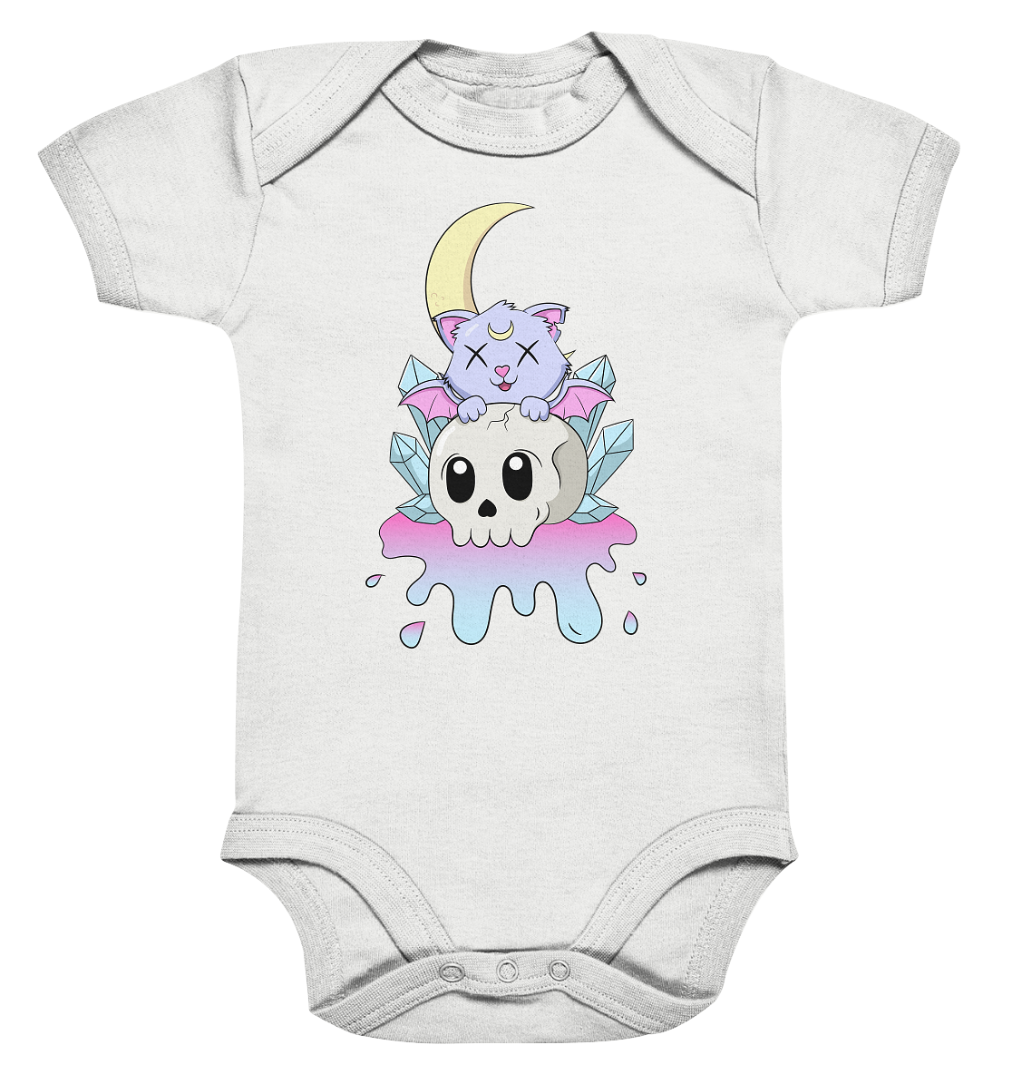 23-1146 Kawaii Cat on Skull - Organic Baby Bodysuite