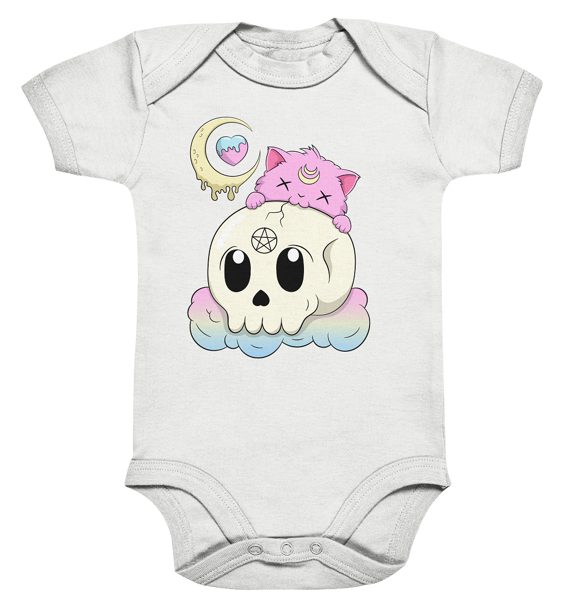 Kawaii Skully Cat - Organic Baby Bodysuite
