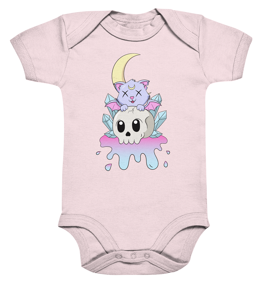 23-1146 Kawaii Cat on Skull - Organic Baby Bodysuite