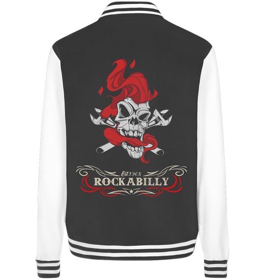 Rockabilly Smoking Skull - College Jacket
