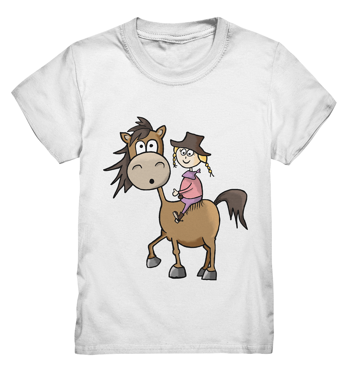 Mädchen mit Cowboyhut und Chaps auf Westernpferd - Kids Premium Shirt
