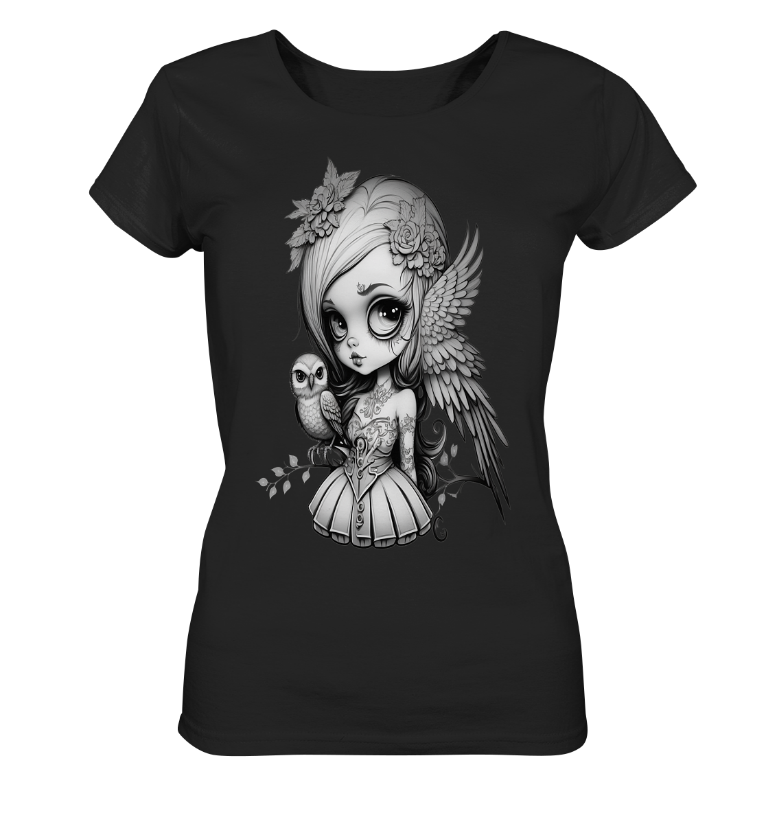 Gothic Manga Doll mit Eule - Ladies Organic Shirt