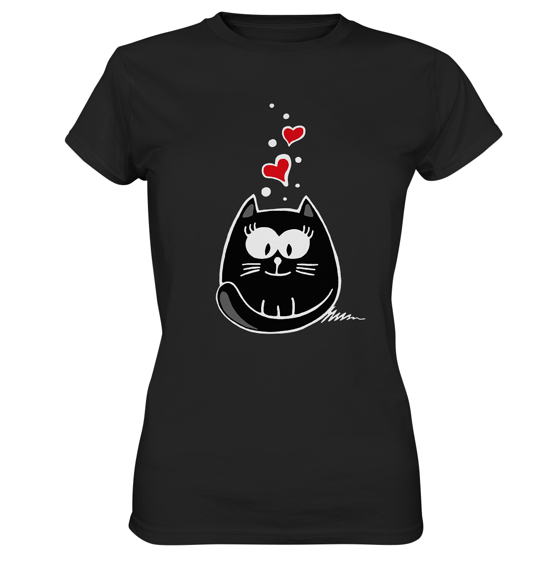 Dicke schwarze Katze Kater - Ladies Premium Shirt