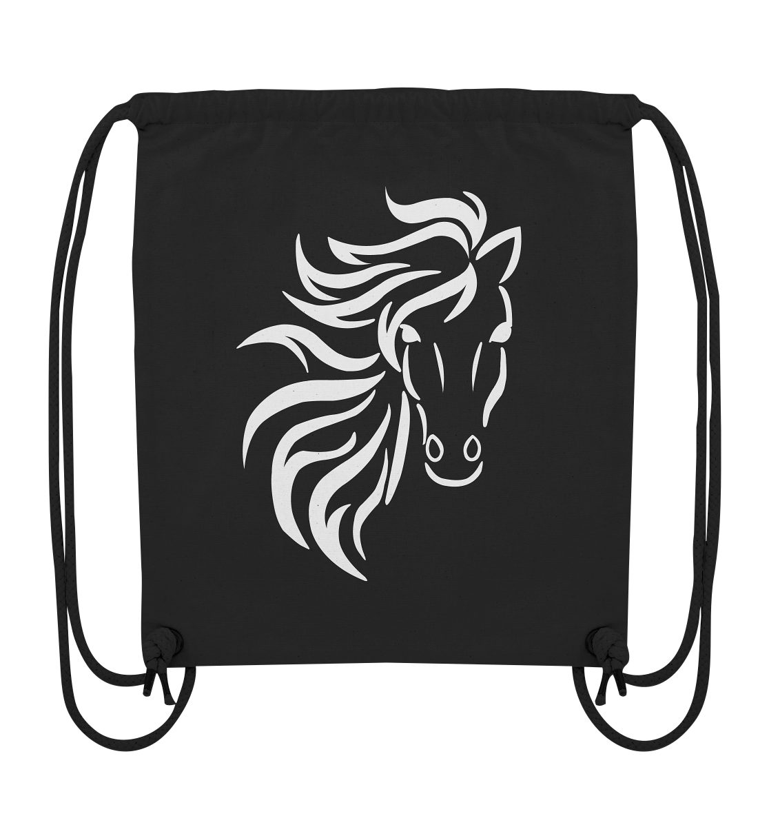 Wild Horse. Wildes Pferd. schwarz-weiß - Turnbeutel Organic Gym-Bag