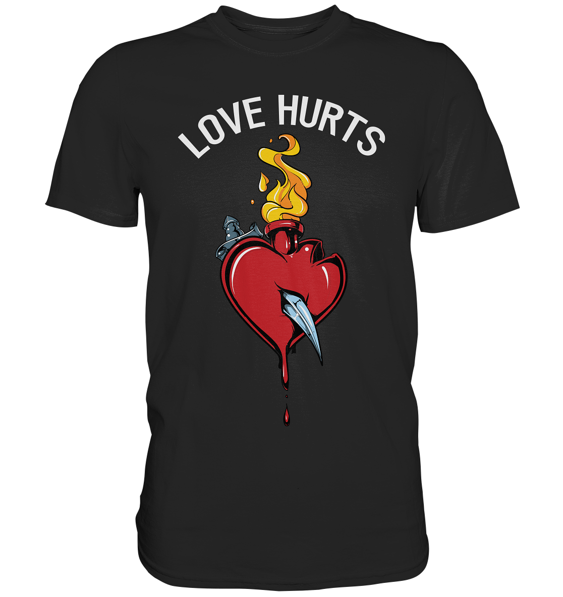 Love hurts. Blutendes Herz. Tattoo Style - Premium Shirt