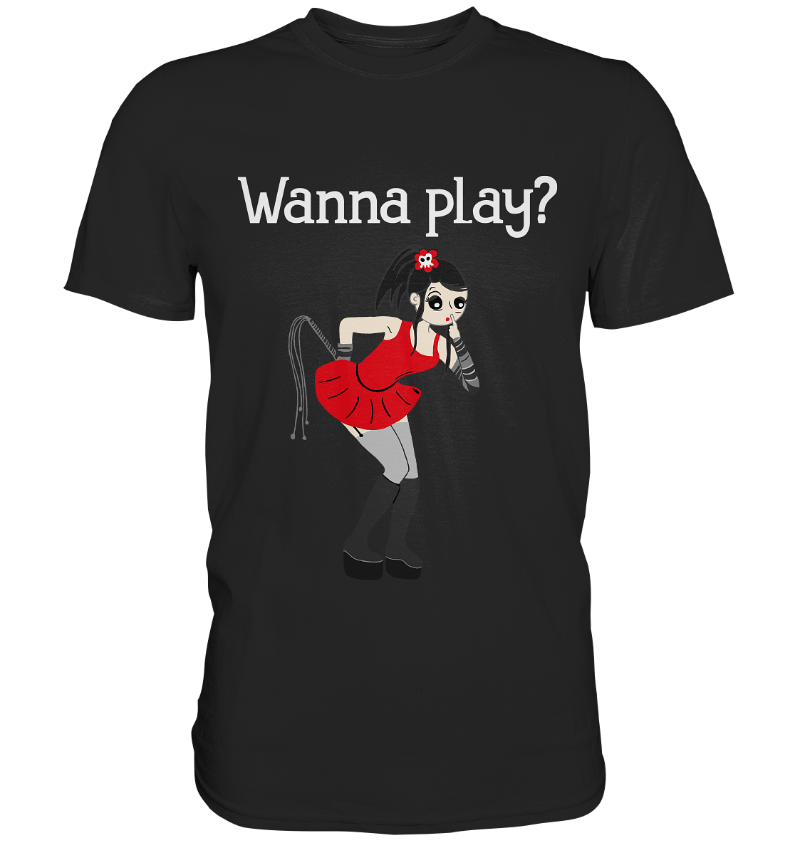 Wanna play? BDSM Girl mit Peitsche - Premium Shirt