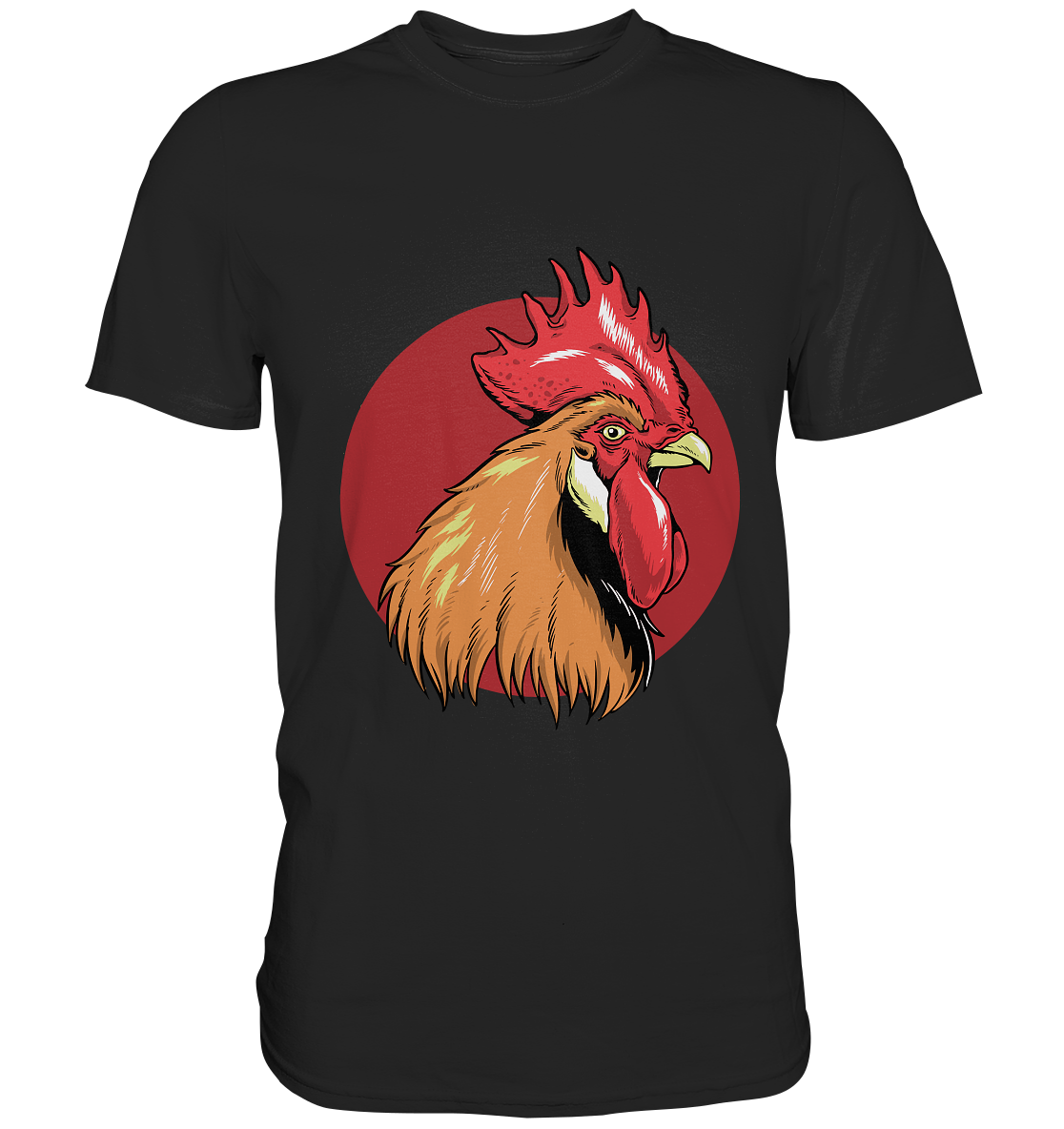 Schwarzes Shirt mit Hahn Gockel Motiv