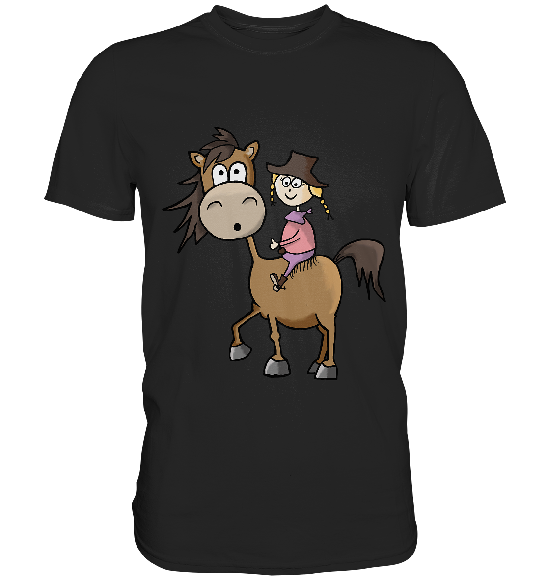 Mädchen mit Cowboyhut und Chaps auf Westernpferd - Premium Shirt