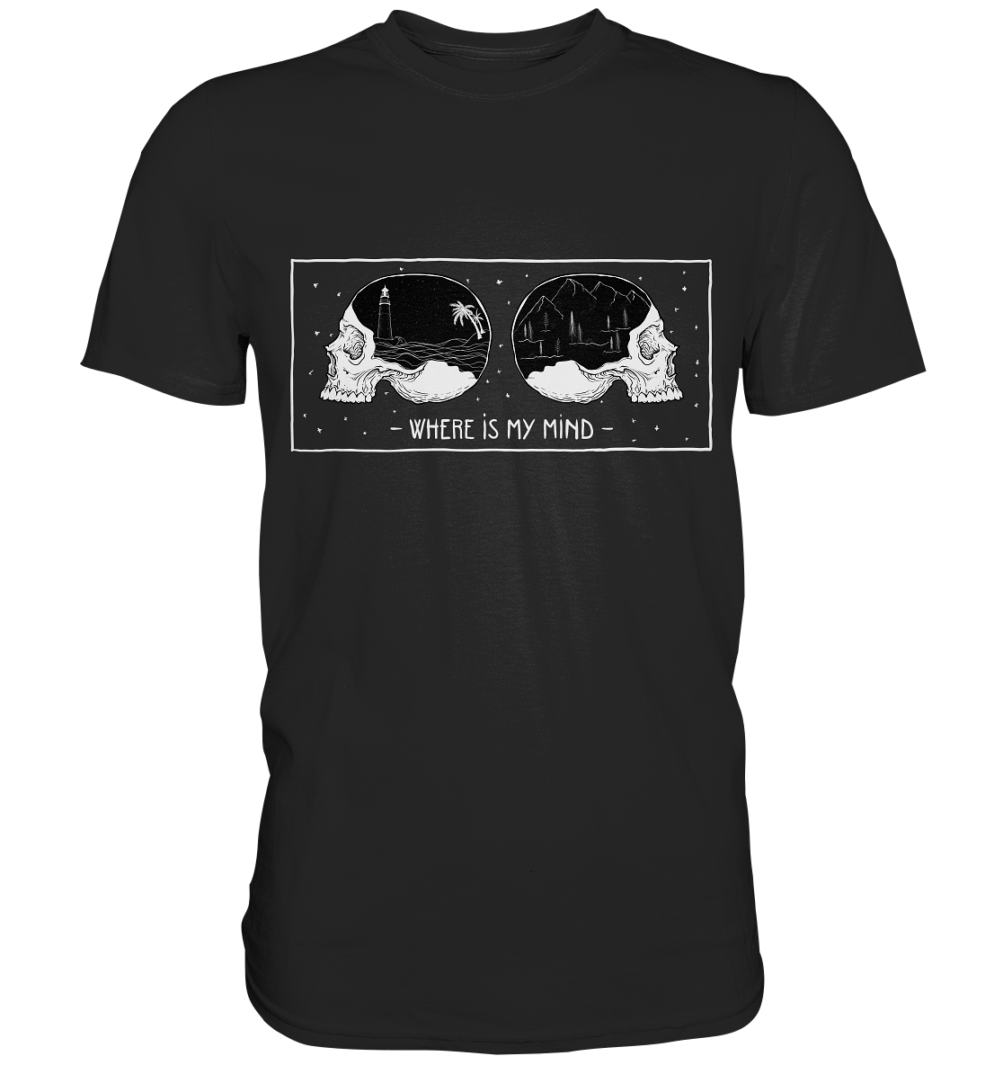 Where is my mind. Gothic Art Skulls - Premium Shirt