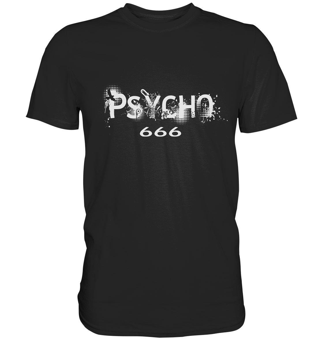 T-Shirt mit Aufdruck „Psycho 666“ – schwarzer Humor, düsteres Statement, provokant & rebellisch