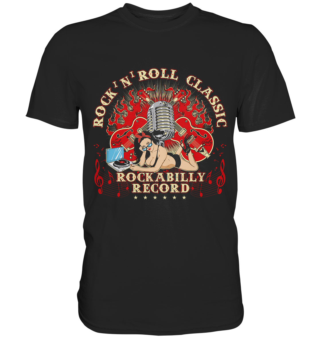 Rockabilly Record Pin Up - Premium Shirt