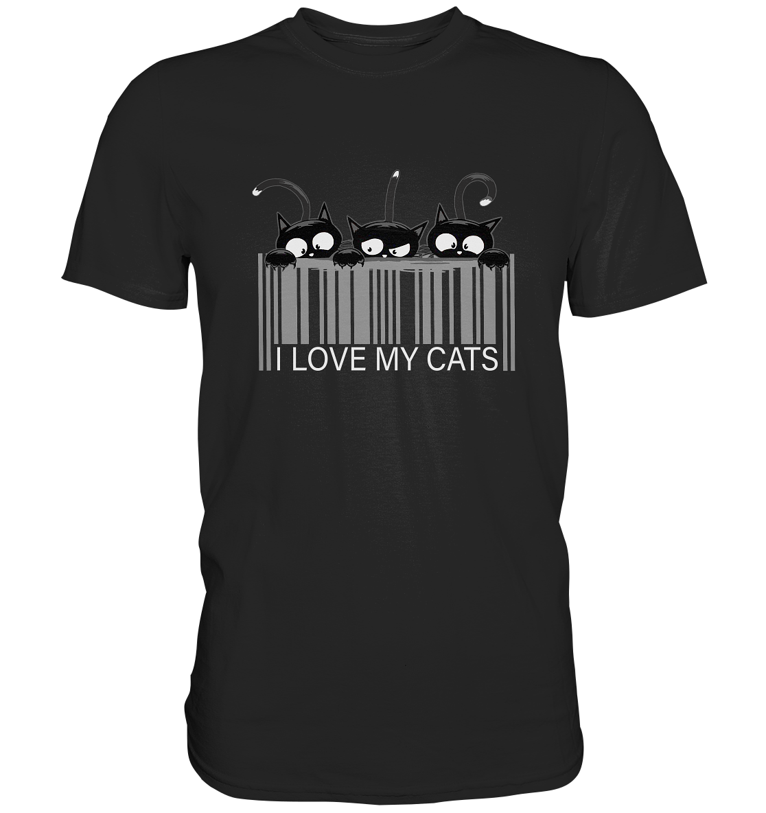 I love my cats. Schwarze Katzen Strichcode - Premium Shirt