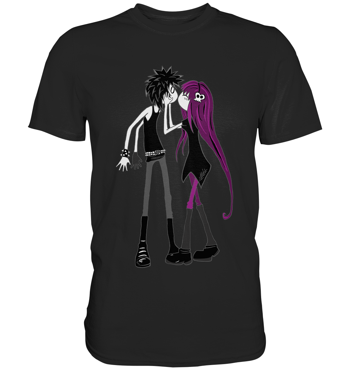 First Kiss. Küssendes Gothic-Punk Paar - Premium Shirt