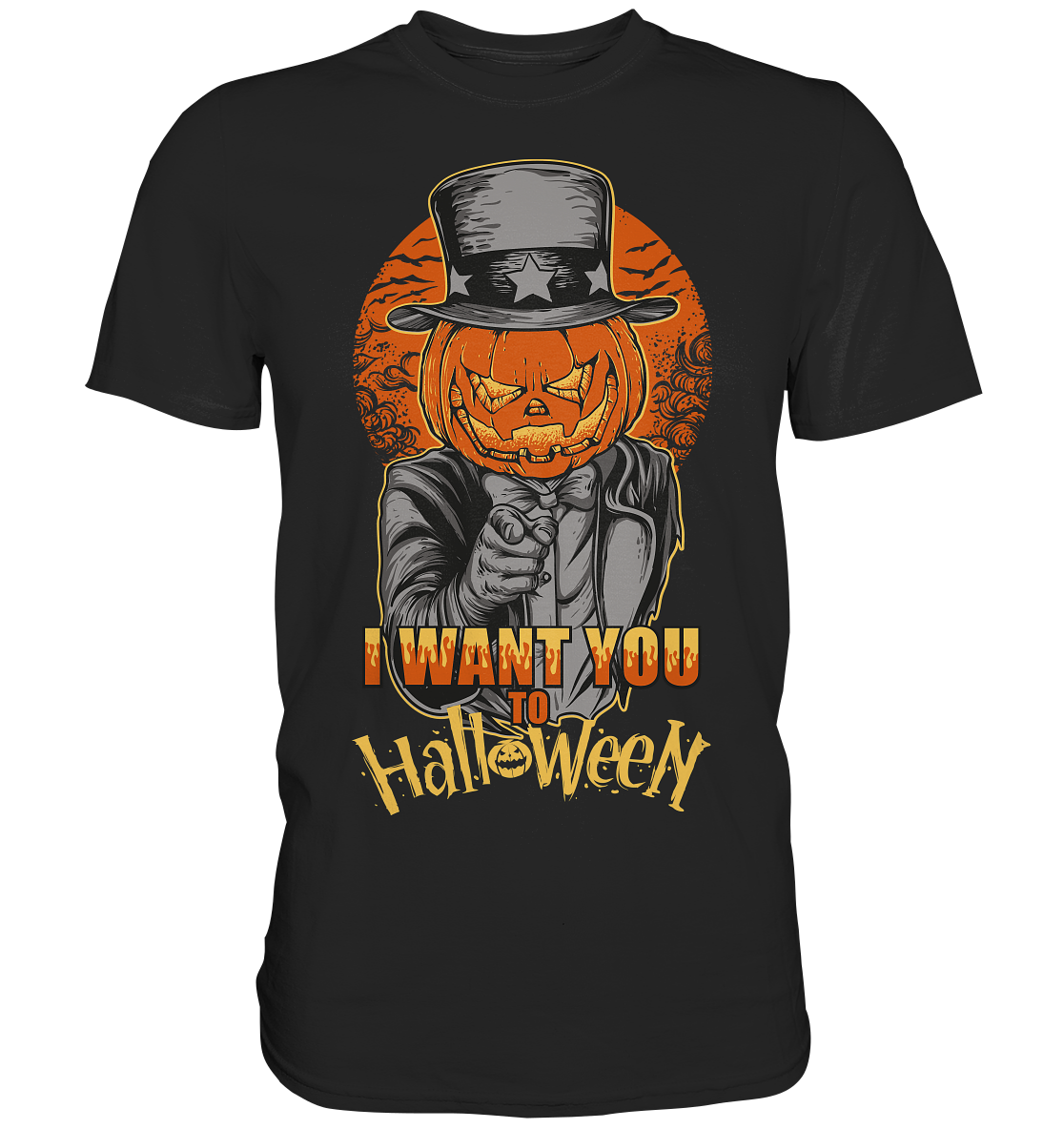 I want you to Halloween. Kürbiskopf - Premium T-Shirt