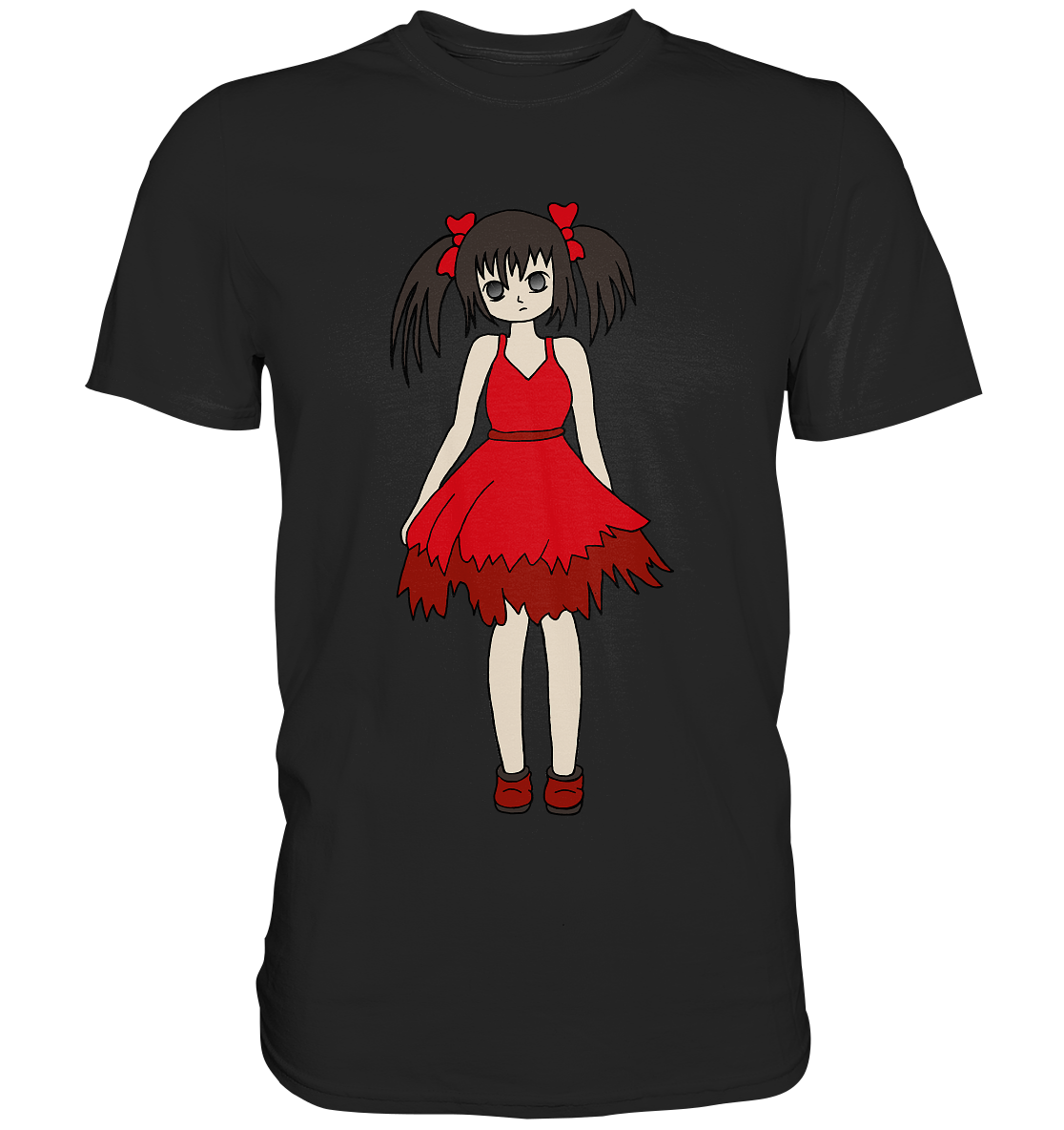 Manga Mädchen im roten Kleid - Premium Shirt