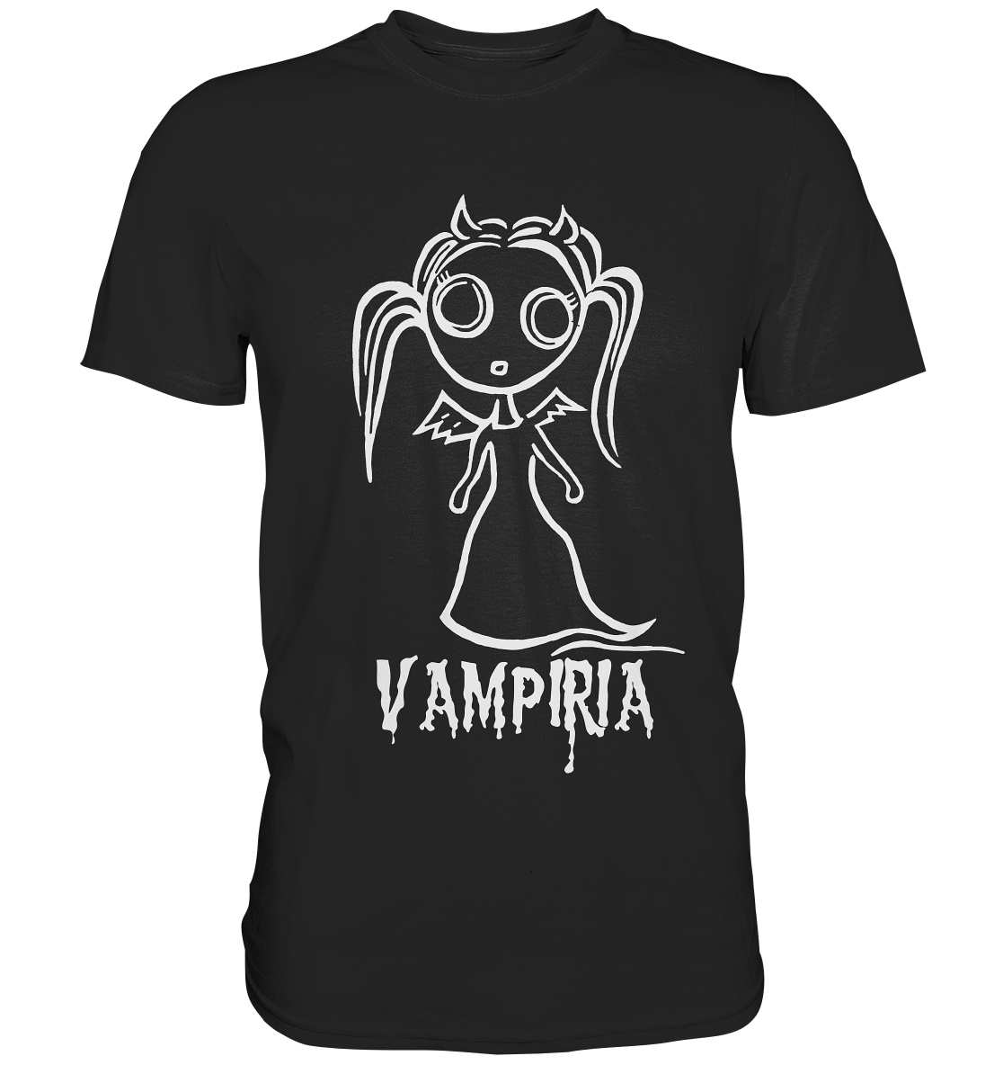 Schwarzes Shirt mit süßer Gothic Vampir Lady Vampiria Motiv