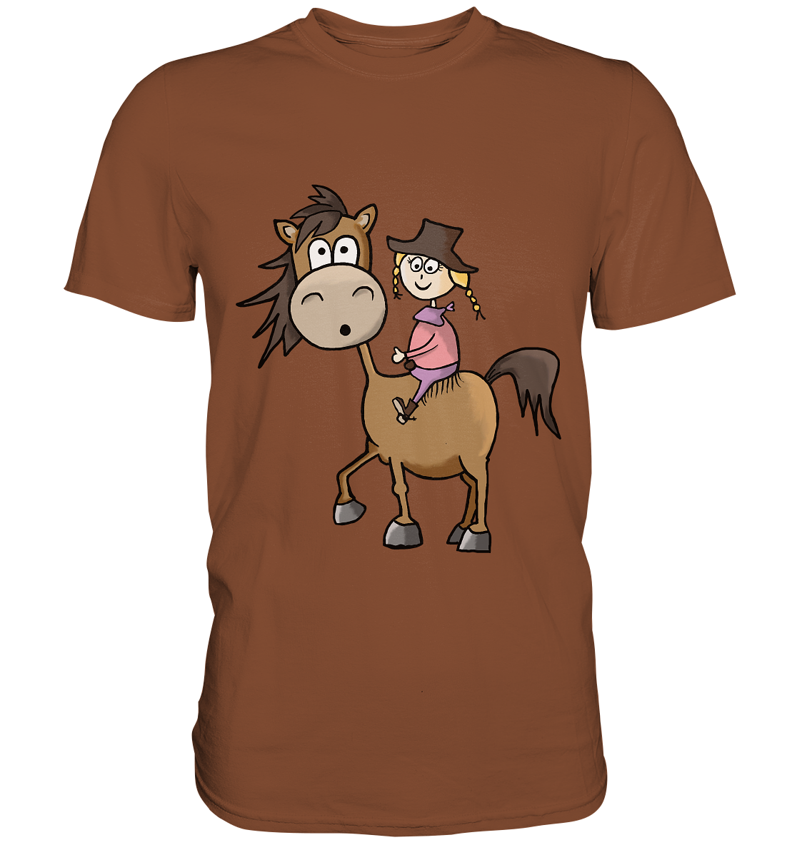 Mädchen mit Cowboyhut und Chaps auf Westernpferd - Premium Shirt