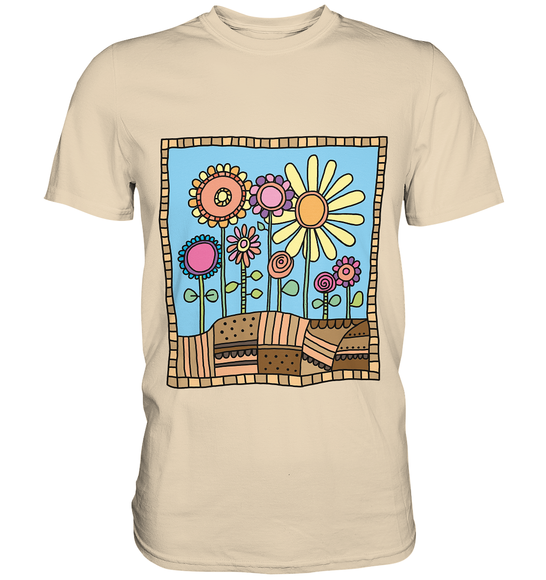 Blumenbeet mit Sommerblumen. Garten Gärtner - Premium Shirt