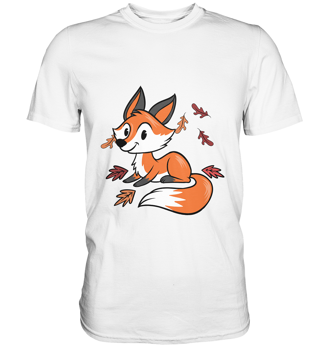 Kleiner Fuchs mit Herbstblätter - Unisex Premium Shirt
