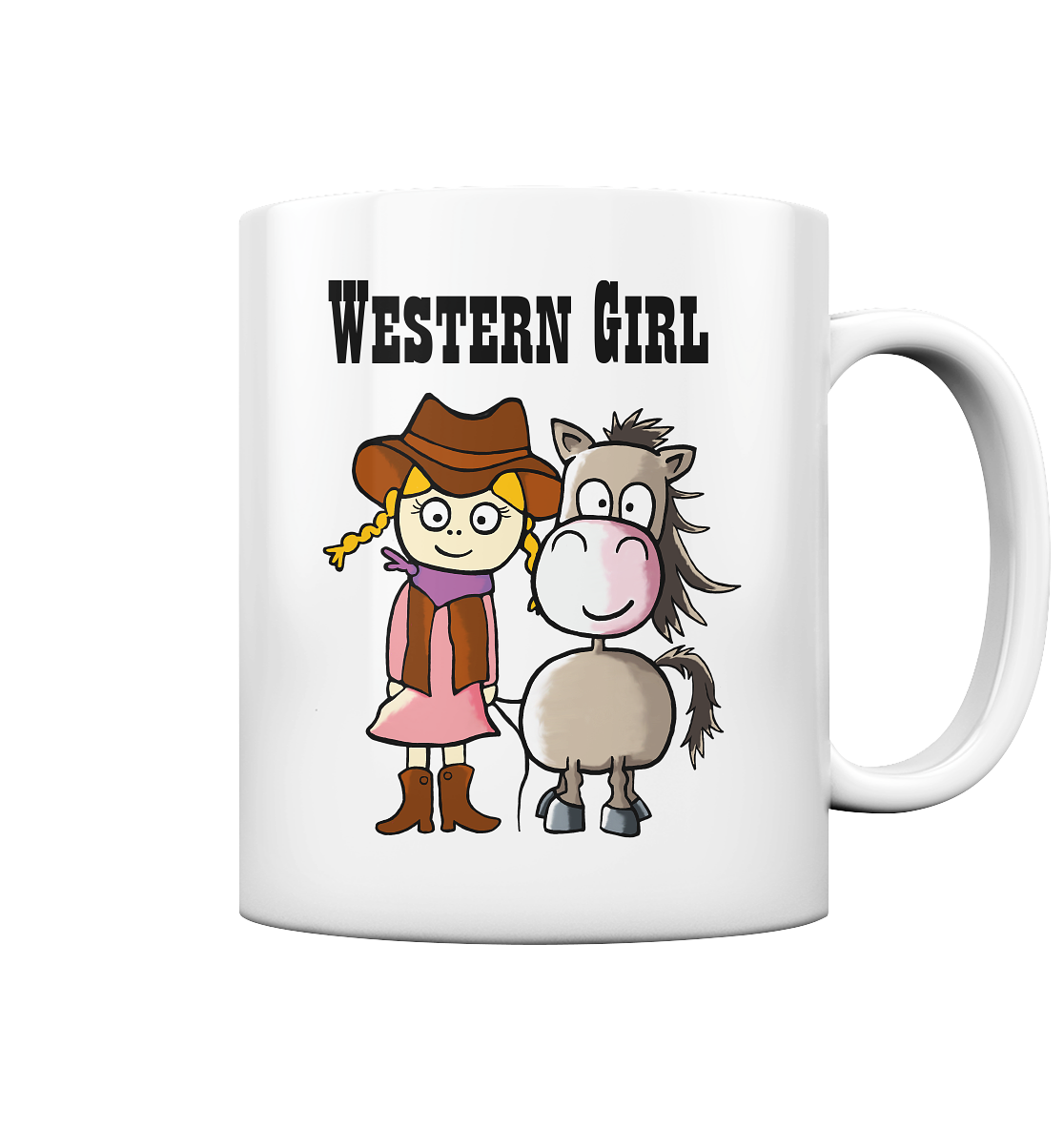 Western Girl mit Cowboyhut und Pferd. - Tasse glossy