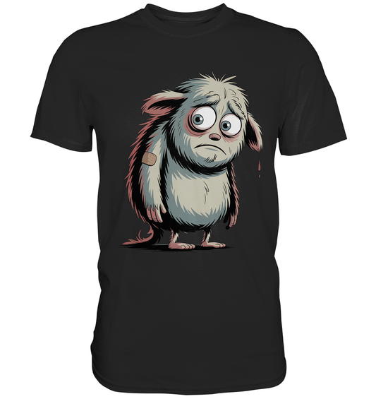 Schwarzes T-Shirt mit traurig-süßem Monster ohne Text