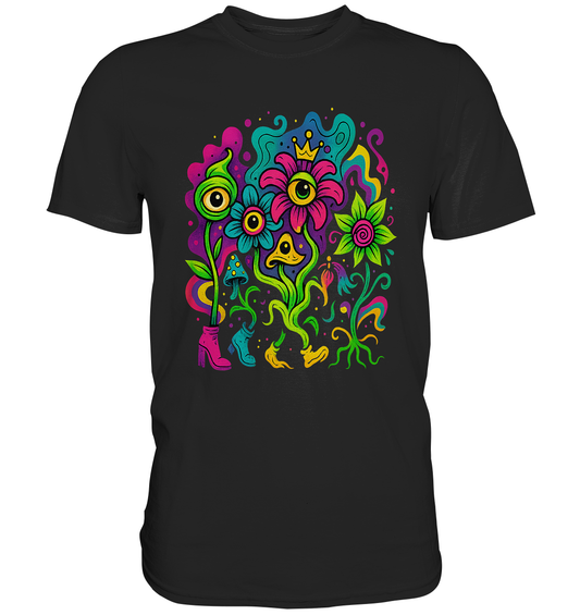 Psycho Flowers – 70s Flowertrip mit Pilzen & Vibes – Premium T-Shirt