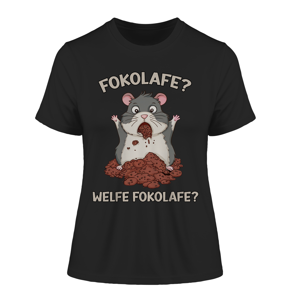 Fokolafe. Welfe Fokolafe? Hamster mit Schokolade - Fitted Ladies Organic Shirt