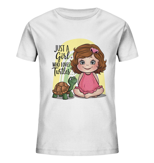 Just a girl who loves turtles. Mädchen Dino Shirt - Kids Organic Shirt