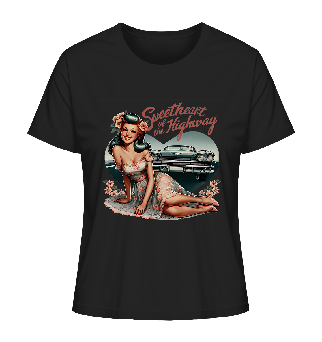 Sweetheart of the Highway Pin-Up Girl Retro - Ladies Organic Shirt