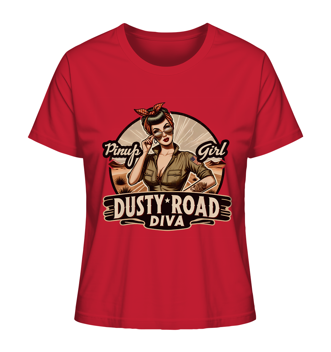 Dusty Road Diva Pin-Up Girl American Retro & Vintage Style - Ladies Organic Shirt