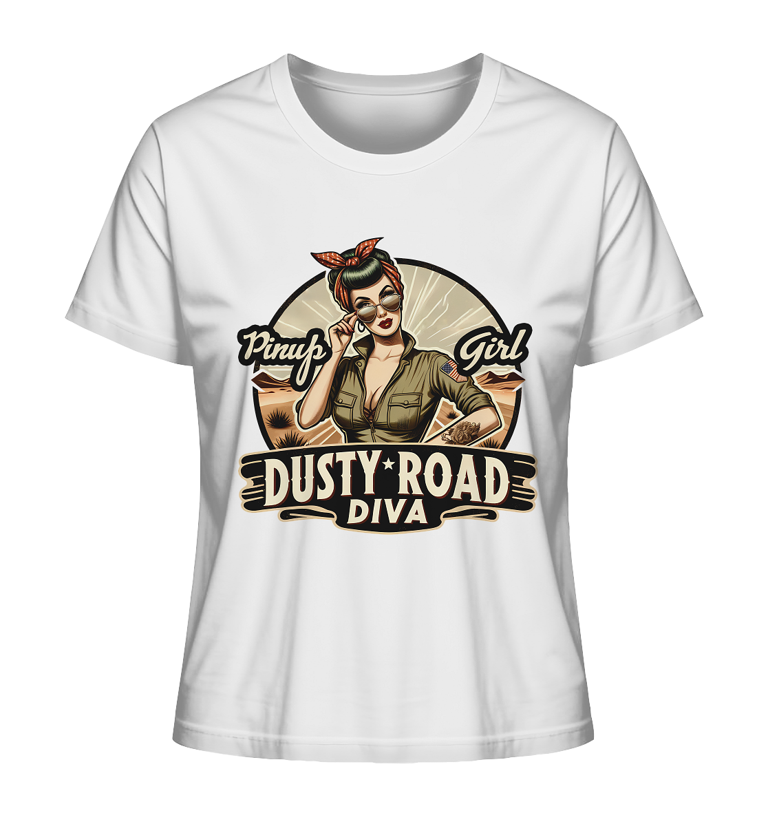 Dusty Road Diva Pin-Up Girl American Retro & Vintage Style - Ladies Organic Shirt