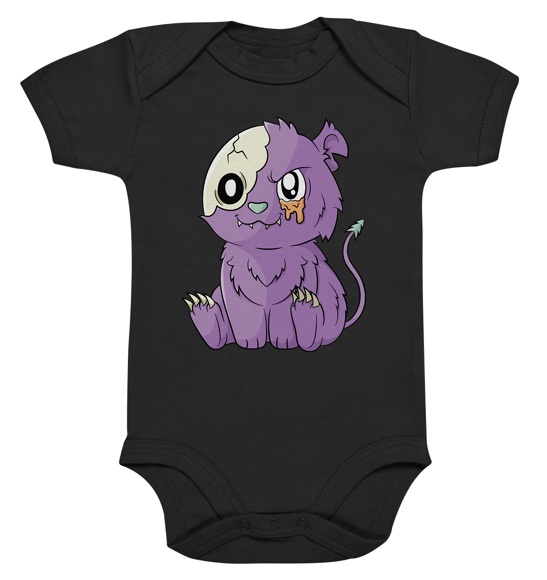 Kawaii Purple Teddy - Organic Baby Bodysuite