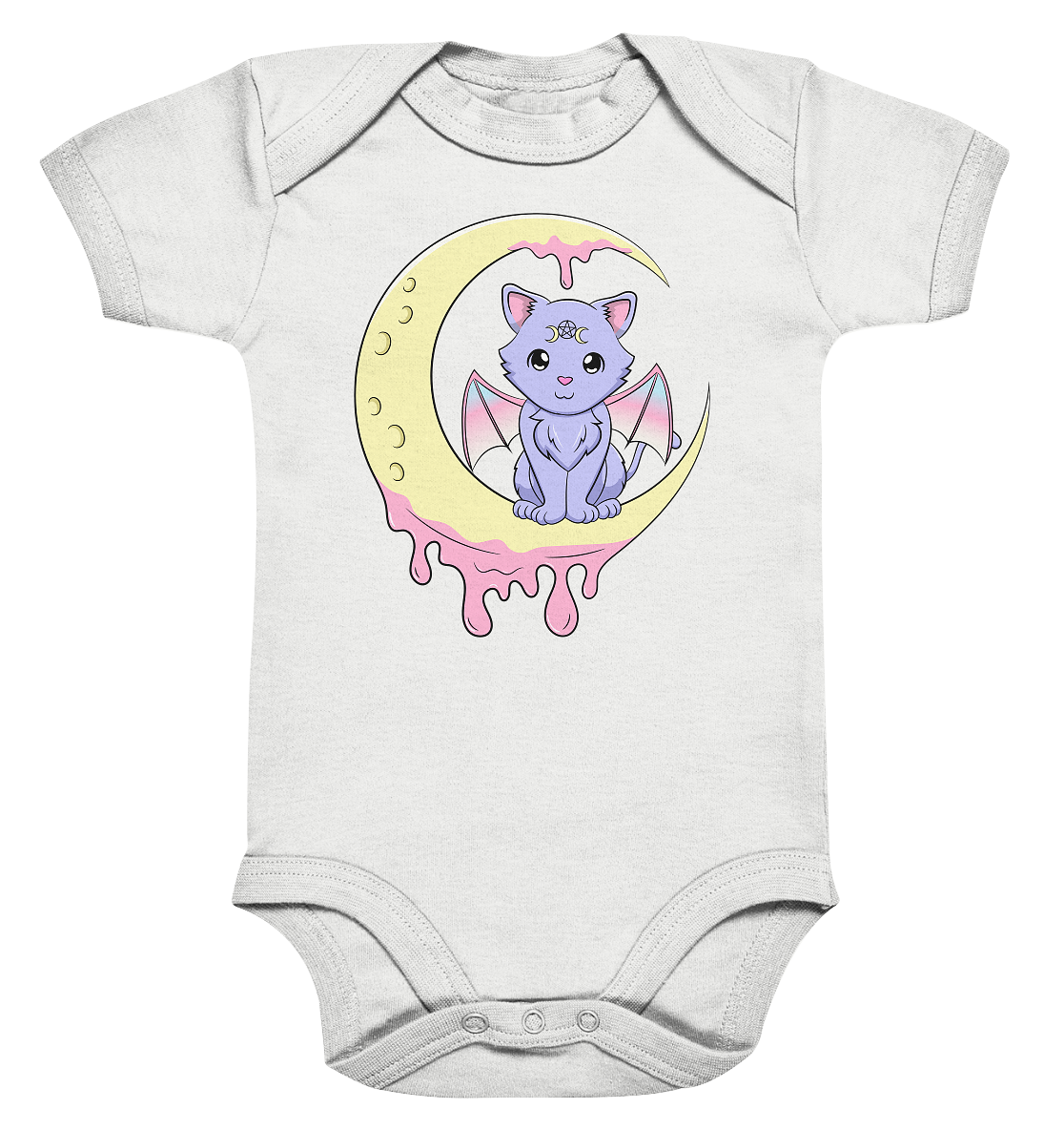 Kawaii Moon Cat - Organic Baby Bodysuite