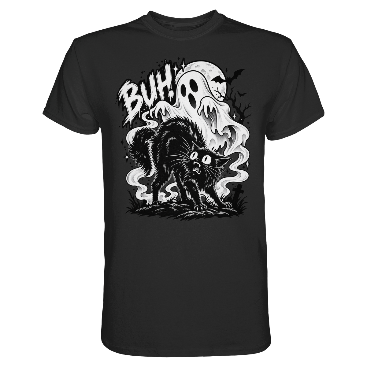 Buh Halloween T-Shirt schwarz Spooky Horror Motiv