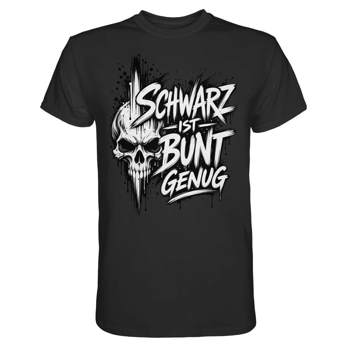 Schwarz ist bunt genug – Mehr Farbe wäre übertrieben – T-Shirt