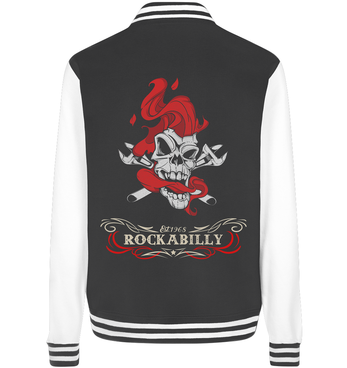 Rockabilly Smoking Skull - College Jacket