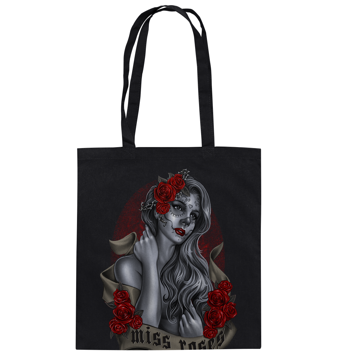 Miss Roses. Gothic Tattoo - Baumwolltasche