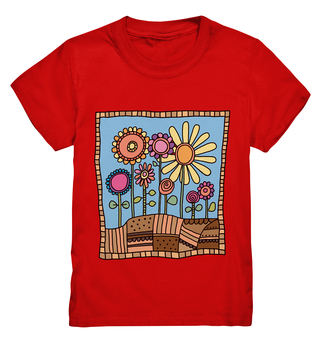 Blumenbeet mit Sommerblumen. Garten Gärtner - Kids Premium Shirt