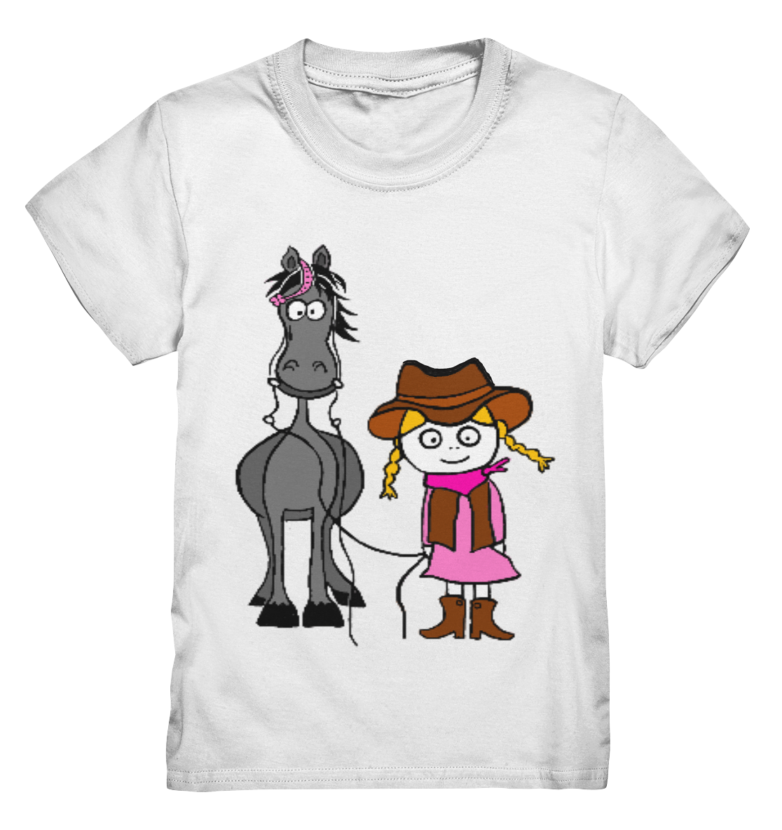 Western Mädchen mit Ranch Pferd - Kids Premium Shirt