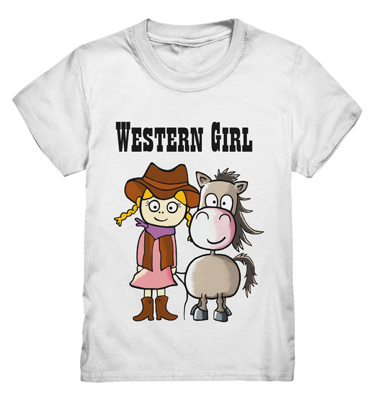 Western Girl mit Cowboyhut und Pferd. - Kids Premium Shirt