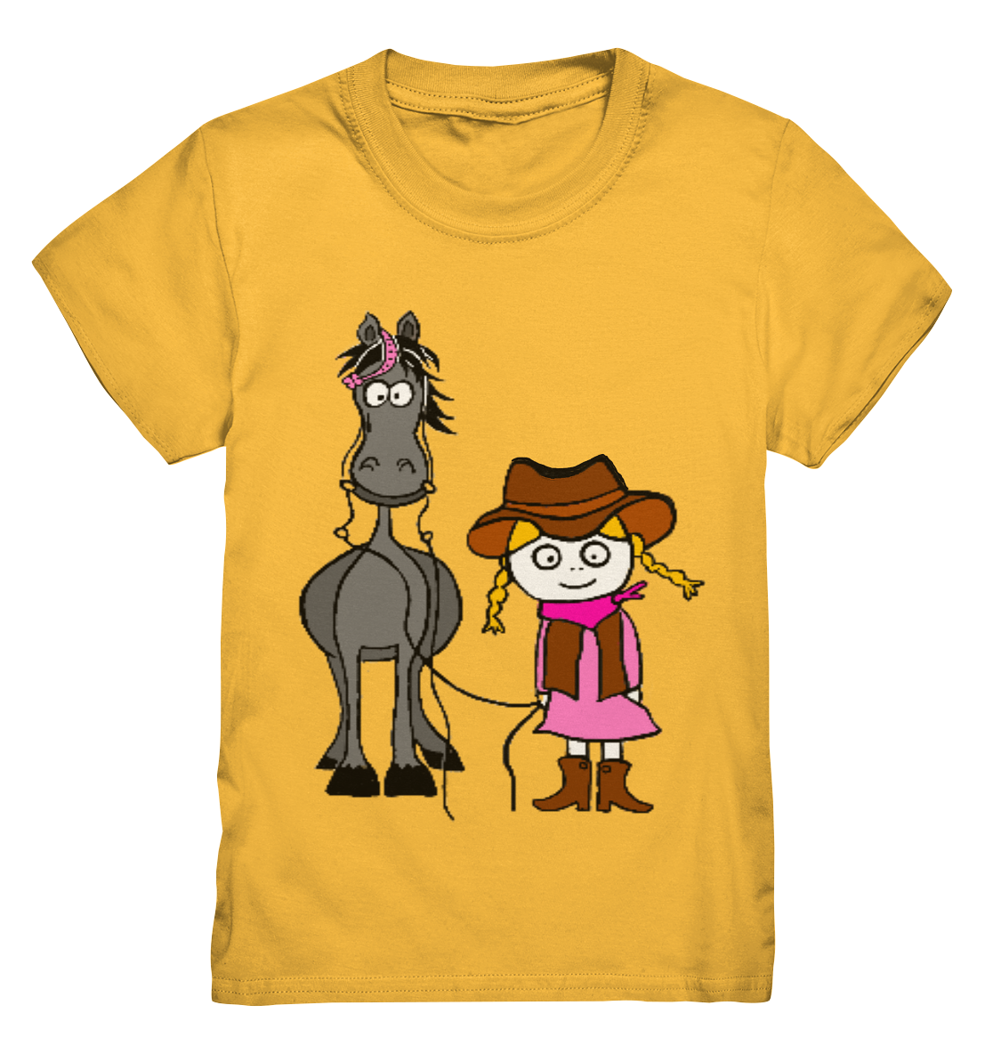 Western Mädchen mit Ranch Pferd - Kids Premium Shirt