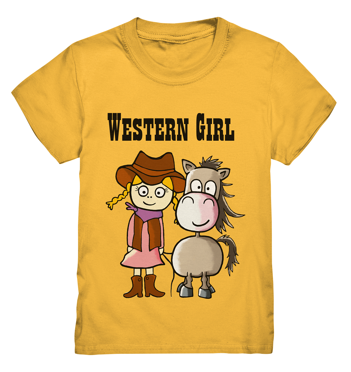 Western Girl mit Cowboyhut und Pferd. - Kids Premium Shirt