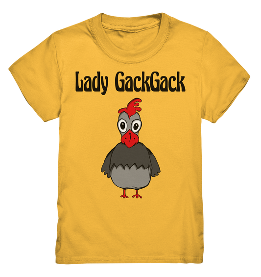 Lady Gackgack. Verrückte Henne. Hühner - Kids Premium Shirt